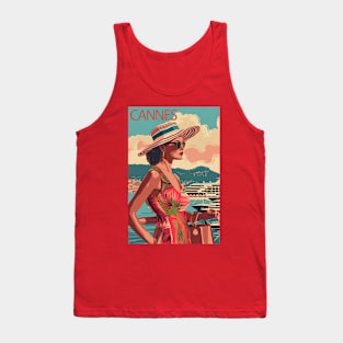 Cannes, France, Vintage Travel Poster Tank Top